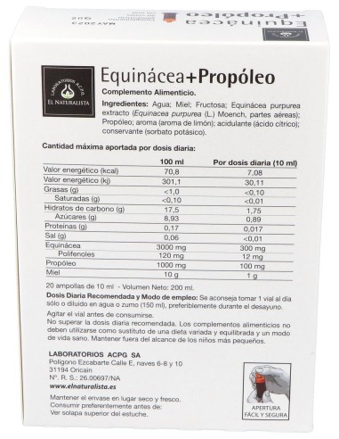 El Naturalista Equinácea + Propóleo, 20 Viales