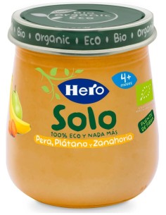 Hero Baby Solo Pera, Plátano Y Zanahoria, 120 G