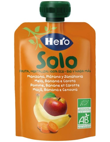 Hero Baby Bolsita Solo Manzana, Plátano Y Zanahoria, 100 G