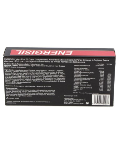 Energisil Vigor Plus (Ginseng+Arginina) 30Cap.