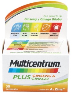 Multicentrum Plus Ginseng Y Ginkgo, 30 Comprimidos