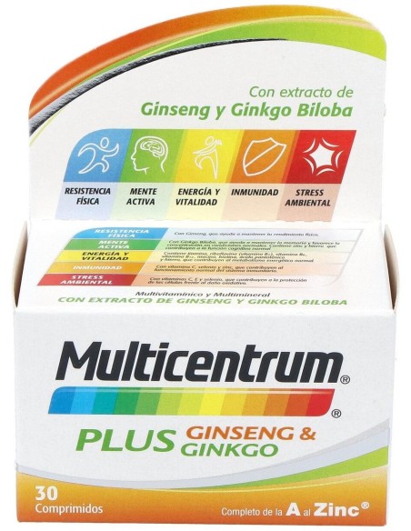 Multicentrum Plus Ginseng Y Ginkgo, 30 Comprimidos