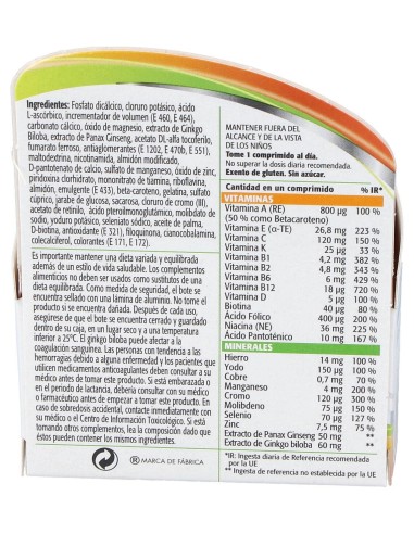 Multicentrum Plus Ginseng Y Ginkgo, 30 Comprimidos