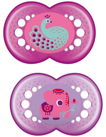 Mam Baby Chupete Silicona Original + 6 M Pack Doble Rosa