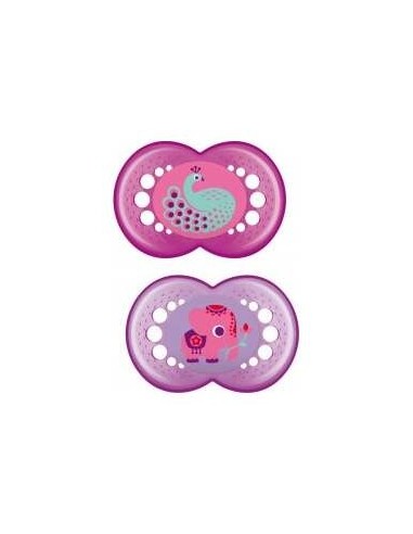 Mam Baby Chupete Silicona Original + 6 M Pack Doble Rosa