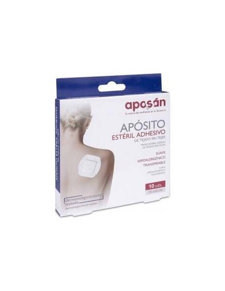 Aposán Apósito Estéril Adhesivo Tejido Sin Tejer 10X10 Cm, 10 Uds