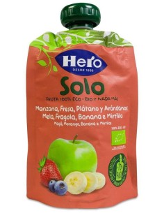 Hero Baby Bolsita Solo Manzana, Fresa, Plátano, Arándanos, 100 G