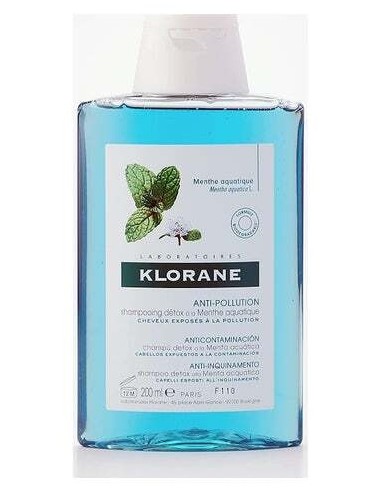 Klorane Champú Antipolución Menta Acuática, 200 Ml