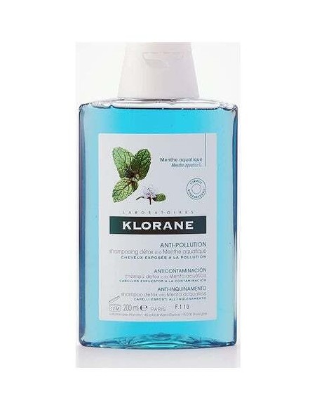 Klorane Champú Antipolución Menta Acuática, 200 Ml