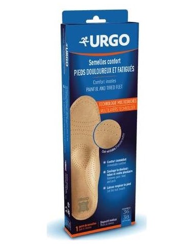 Urgo Plantillas Confort Pies Doloridos Y Cansados Talla 36 A 38, 1 Par