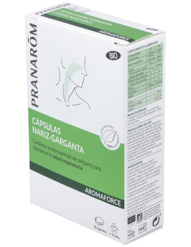 Pranarôm Aromaforce Cápsulas Nariz-Garganta Bio 30Caps