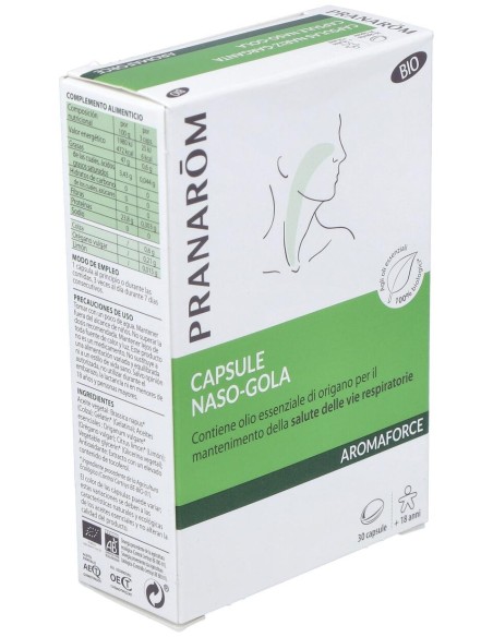 Pranarôm Aromaforce Cápsulas Nariz-Garganta Bio 30Caps