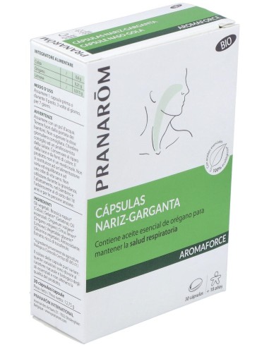 Pranarôm Aromaforce Cápsulas Nariz-Garganta Bio 30Caps