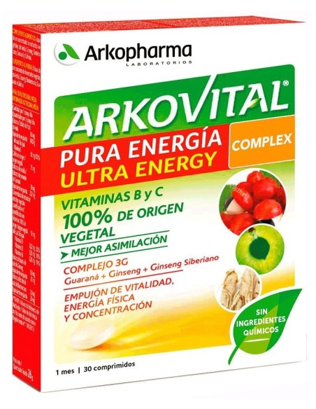 Arkopharma Arkovital Pura Energía Ultra Energy, 30 Comprimidos
