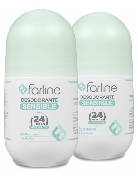 Duplo Farline Desodorante Piel Sensible 24 Horas Roll-On, 2 Uds