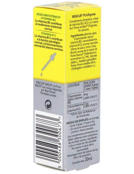 Rescue Plus Gotas Vitaminas 20Ml. Flores Bach