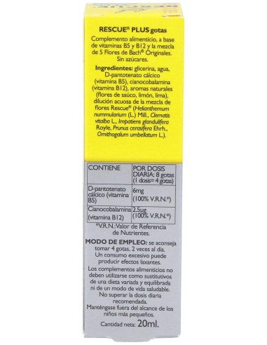 Rescue Plus Gotas Vitaminas 20Ml. Flores Bach