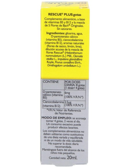 Rescue Plus Gotas Vitaminas 20Ml. Flores Bach