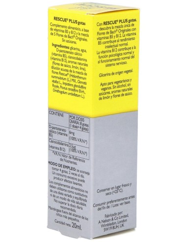 Rescue Plus Gotas Vitaminas 20Ml. Flores Bach