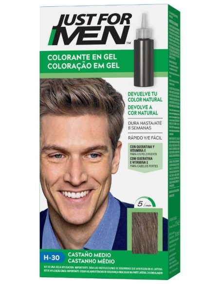Just For Men Champú Colorante 30 Cc Castaño Medio Natural, 1 Ud