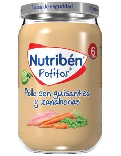 Nutribén Potitos Pollo Con Guisantes Y Zanahorias, 235 G