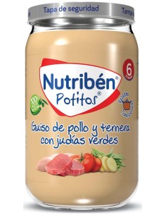 Nutribén Potitos Guiso De Pollo Y Ternera Con Judías Verdes, 235 G