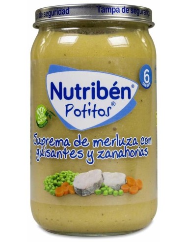 Nutribén Potitos Suprema De Merluza Con Guisantes Y Zanahorias, 235 G