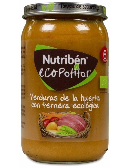 Nutribén Ecopotitos Verduras De La Huerta Con Ternera Ecológica, 235 G