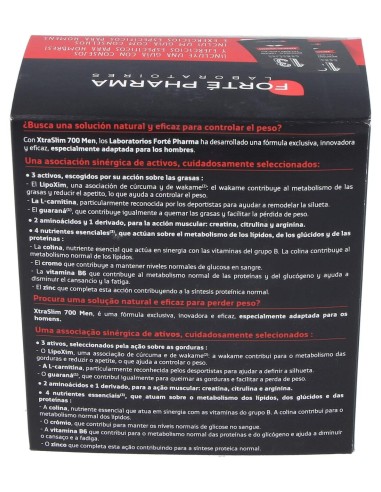 Forté Pharma Xtraslim 700 Men Quemador De Grasas, 120 Cápsulas