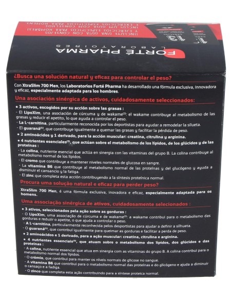 Forté Pharma Xtraslim 700 Men Quemador De Grasas, 120 Cápsulas