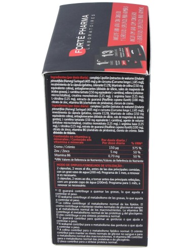 Forté Pharma Xtraslim 700 Men Quemador De Grasas, 120 Cápsulas