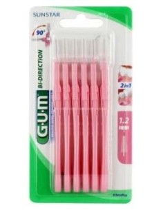 Gum Cepillos Interdentales Bi-Direction Rosas 0,9Mm, 6 Uds