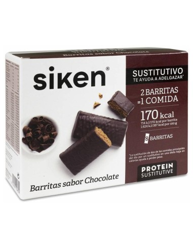 Siken Barritas Sustitutivas Sabor Chocolate, 8 Uds