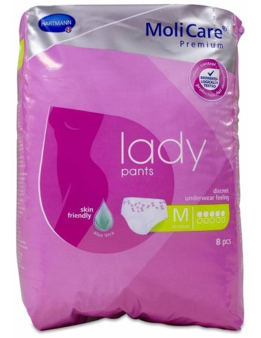 Molicare Premium Lady Braguitas Absorbentes 5 Gotas Talla L, 8 Uds