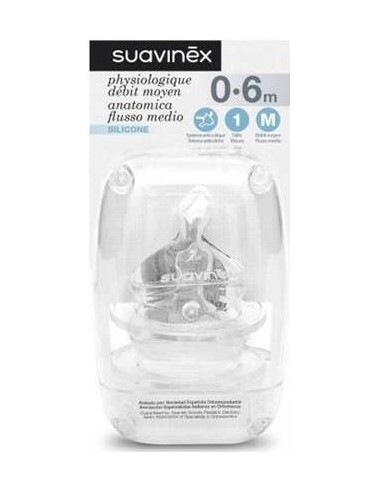 Suavinex Tetina Anatómica De Silicona Talla 1M, 2 Uds