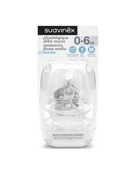 Suavinex Tetina Anatómica De Silicona Talla 1M, 2 Uds