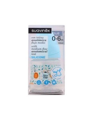 Suavinex Biberón Prêt-À-Porter Anatómico Silicona T1M Medio 0-6M 150Ml 1Ud