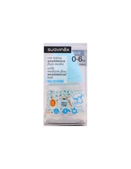 Suavinex Biberón Prêt-À-Porter Anatómico Silicona T1M Medio 0-6M 150Ml 1Ud