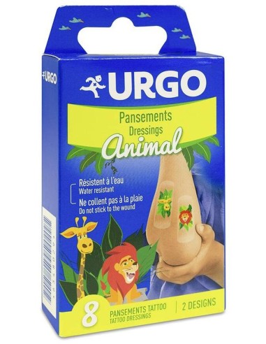 Urgo Apósitos Infantiles Animal Tattoo, 8 Unidades