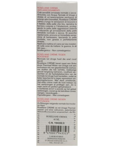Uriage Roséliane Crema Anti-Rojeces Piel Sensible, 40 Ml