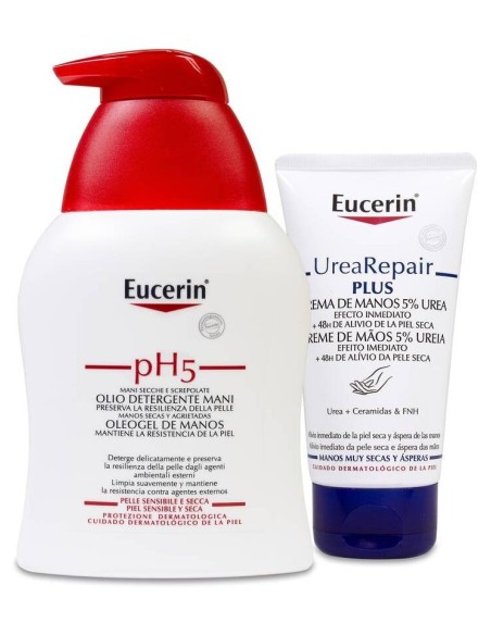 Pack Eucerin Oleogel + Crema De Manos Urea, 250 Ml + 75 Ml