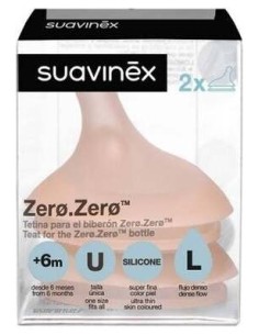 Suavinex Zero Zero Tetina De Silicona Flujo Denso +6 Meses, 2 Unidades