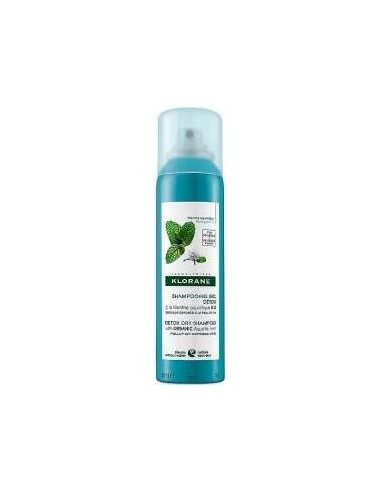 Klorane Champú Seco Detox Menta Acuática Bio, 150 Ml