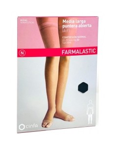 Farmalastic Media Larga Compresión Normal Puntera Abierta Negro Talla Mediana, 2 Uds.