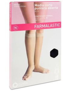 Farmalastic Media Corta Compresión Normal Puntera Abierta Camel T-P 1 Par