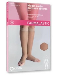 Farmalastic Media Larga Compresión Normal Puntera Abierta Negro Talla Pequeña, 1 Unidad