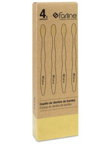 Farline Cepillo De Dientes Bambú Amarillo, 4 Uds