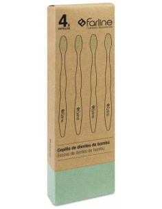 Farline Cepillo De Dientes Bambú Verde, 4 Uds