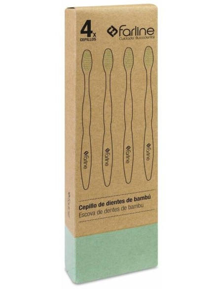 Farline Cepillo De Dientes Bambú Verde, 4 Uds