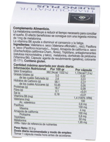El Naturalista Tranquinatur Sueño Plus, 48 Cápsulas